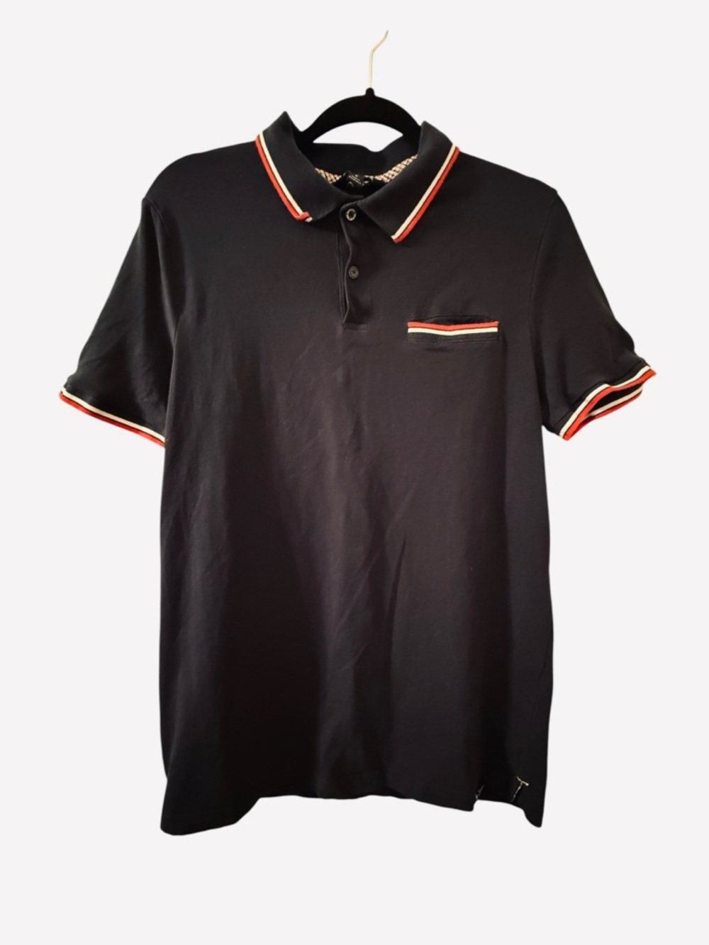 Ben Sherman Polo Shirt Navy Mod Target Trim Pocket Retro Polo Small